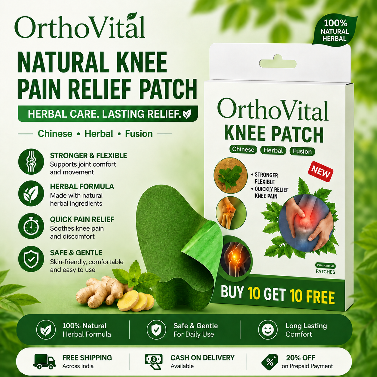 Herbal Knee Patches (Pack of 20, 40)